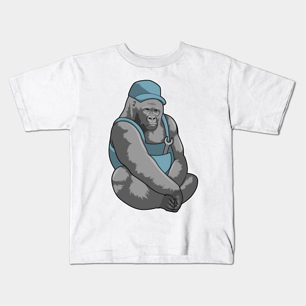 Gorilla as Craftsman with Wrench Kids T-Shirt by Markus Schnabel